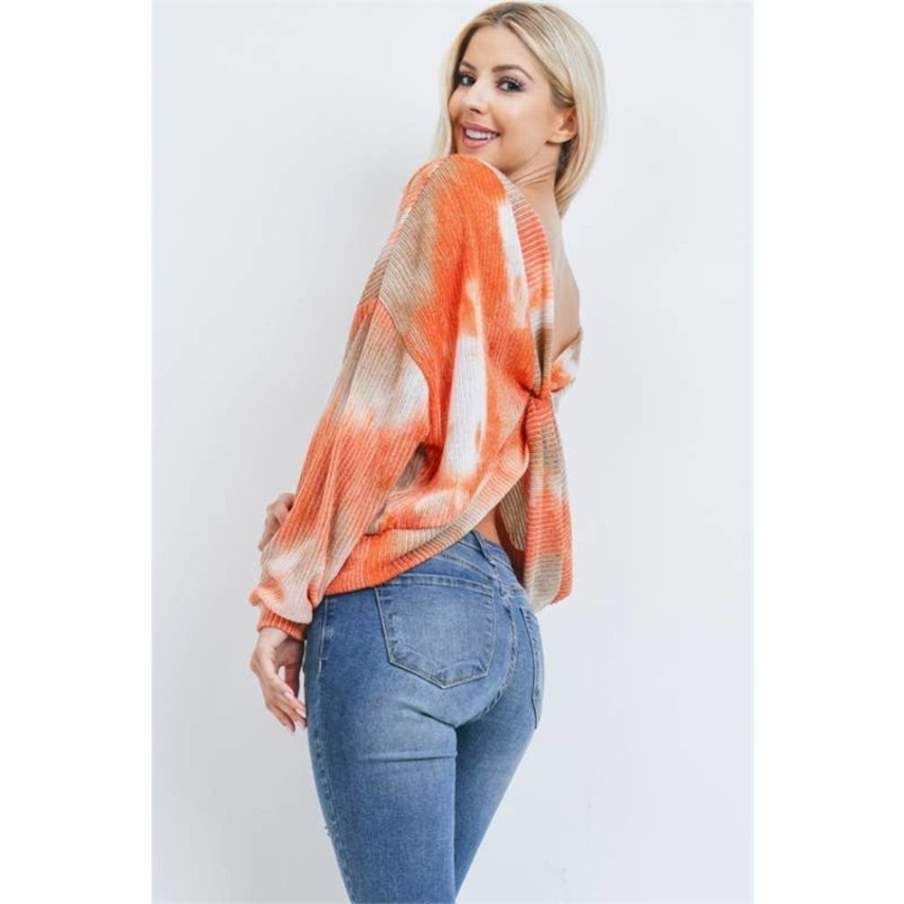 Orange Taupe Twist Back Top - Picture 4 of 5